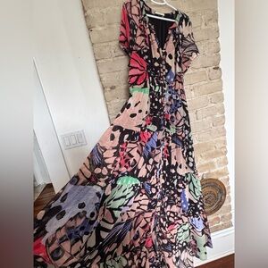Abstract Butterfly Maxi Dress